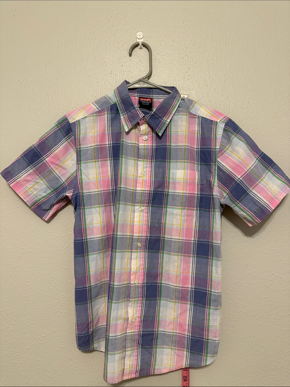 Wrangler Pastel Plaid Short-Sleeve Button-Down Shirt